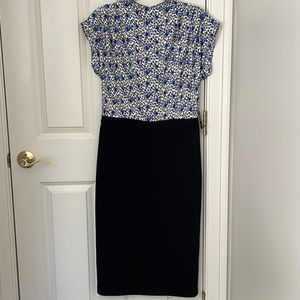 Express Midi Mock Neck Sheath floral Dress